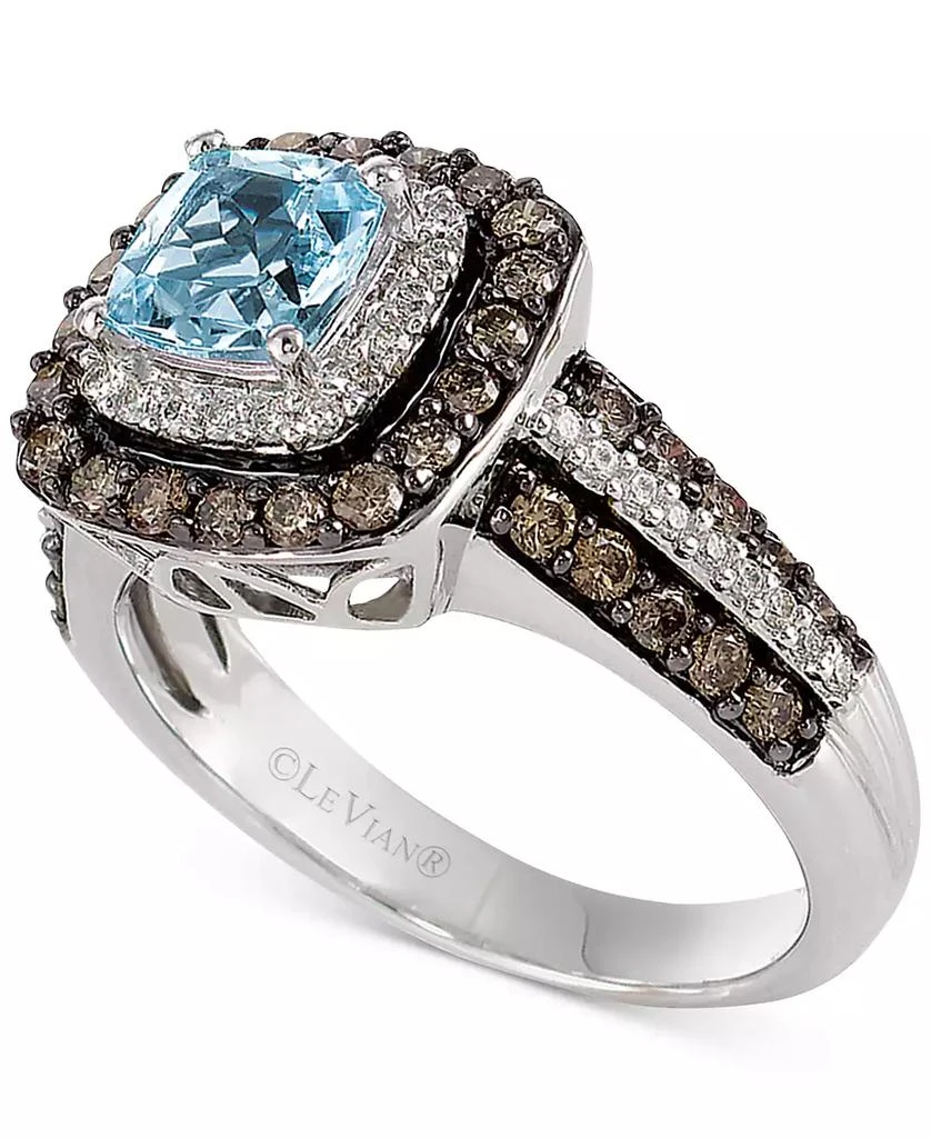 商品Le Vian|Aquamarine (3/4 ct. t.w.) and Chocolate Diamonds® (3/4 ct. t.w.) in 14k White Gold,价格¥13991,第1张图片