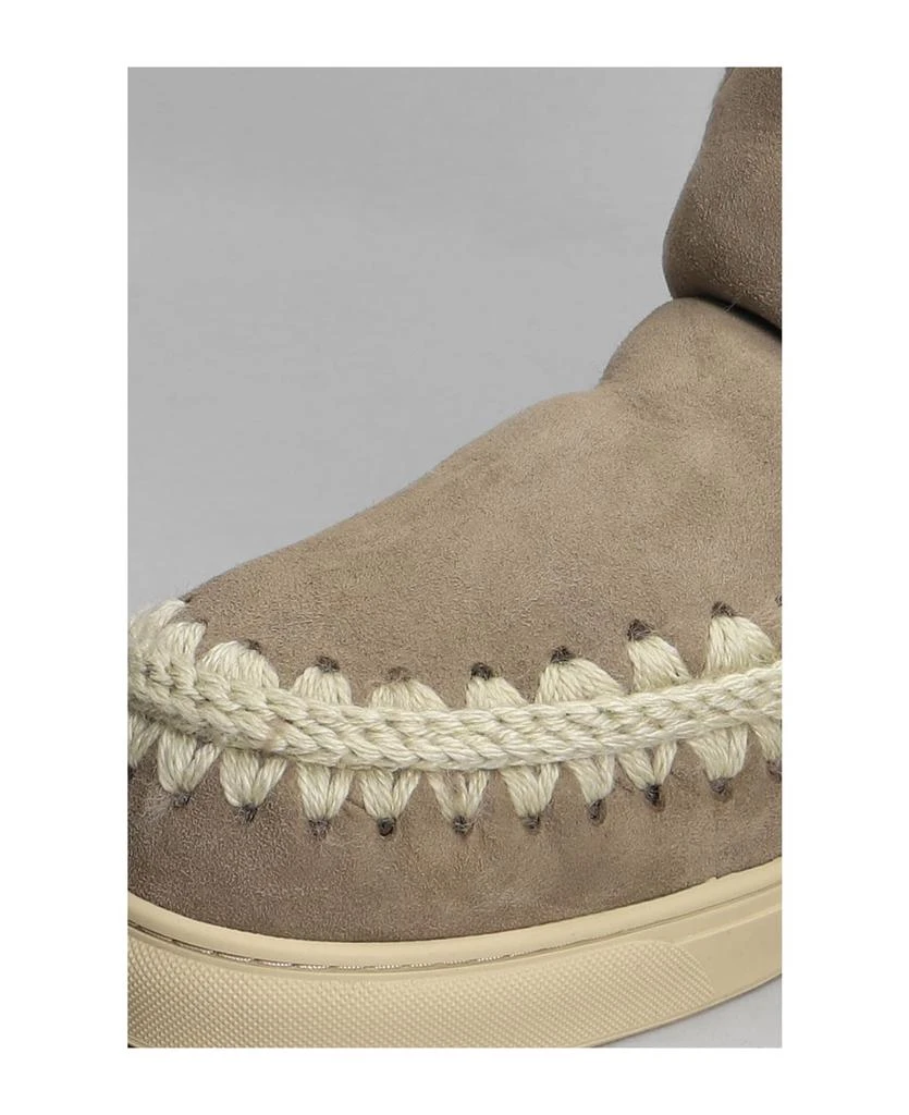 商品Mou|Eskimo Sneaker Low Heels Ankle Boots In Taupe Suede,价格¥2054,第5张图片详细描述