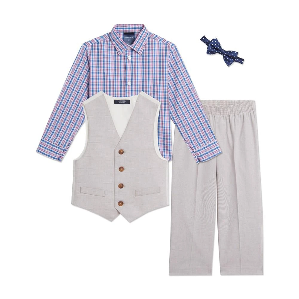 商品Nautica|Little Boys Heather Check Vest, 4-piece Set,价格¥482,第2张图片详细描述