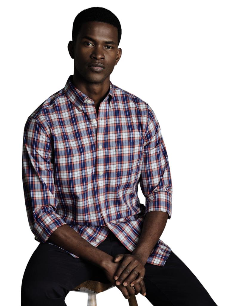 Camicia da uomo slim fit con colletto button-down, in popeline elasticizzato antipiega, a quadri. image 2