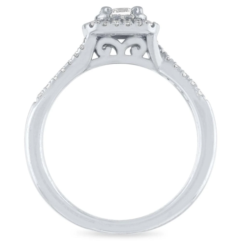 商品Macy's|Diamond Cushion Halo Engagement Ring (3/8 ct. t.w.) in 14k White Gold,价格¥11212,第2张图片详细描述