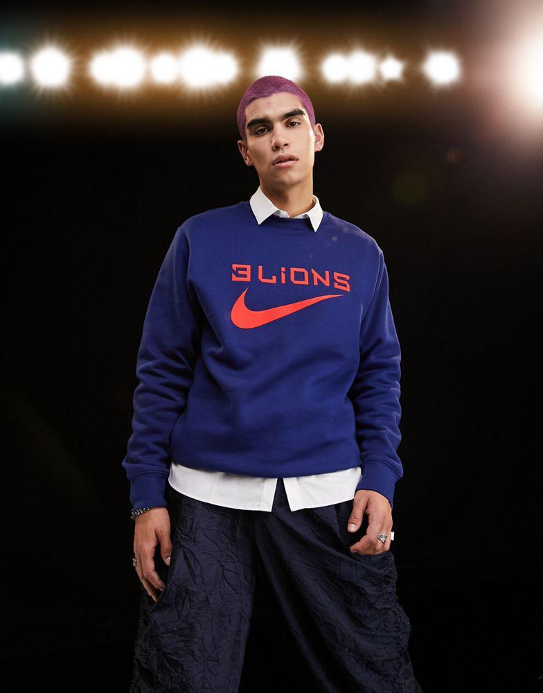 商品NIKE|Nike Football World Cup 2022 England unisex 3 Lions crew sweat in navy,价格¥417,第4张图片详细描述