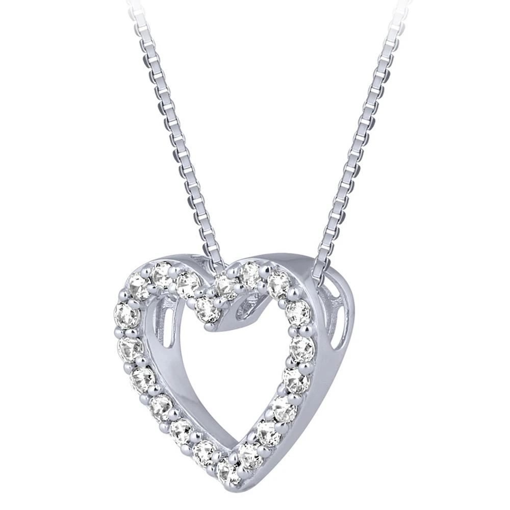 商品Macy's|Diamond Heart Pendant Necklace (1/2 ct. t.w.) in 14k White Gold, 16" + 2" extender,价格¥5100,第4张图片详细描述