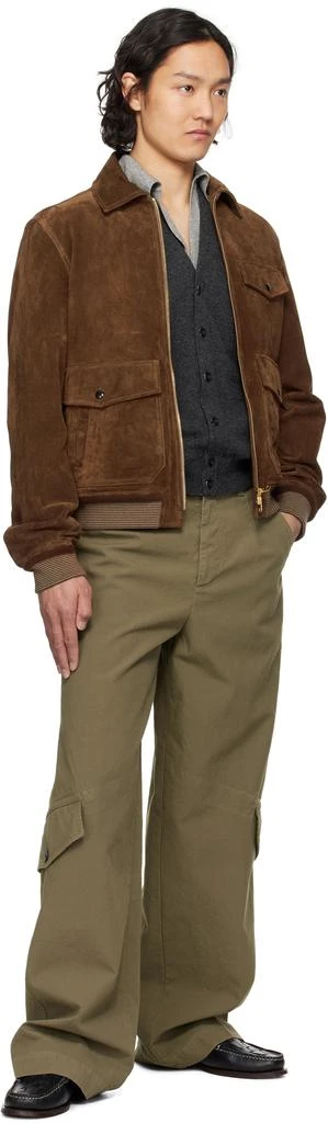 商品Drake's|Brown Heavyweight A2 Suede Bomber Jacket,价格¥14327,第4张图片详细描述