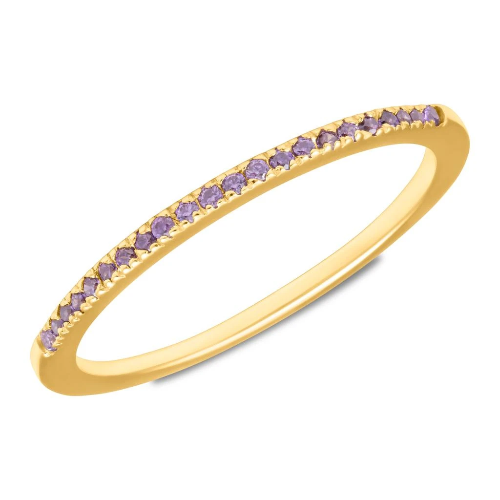 商品MaxColor|14K Gold Vermeil Birthstone 1MM Cubic Zirconia Ring,价格¥333,第1张图片