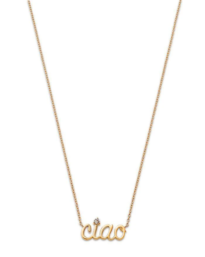 商品Moon & Meadow|14K Yellow Gold Italy White Topaz Ciao Pendant Necklace, 16-18" - Exclusive,价格¥4347,第1张图片详细描述