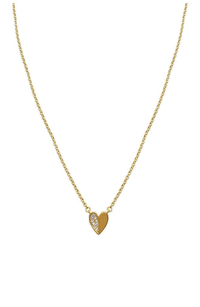 商品ADORNIA|14K Gold Plated Pave Half Heart Pendant Necklace,价格¥143,第1张图片