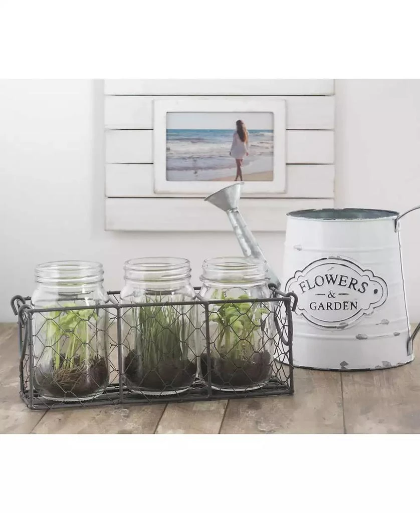 Vintage-like Chicken Wire Flatware Caddy with Clear Jars 商品