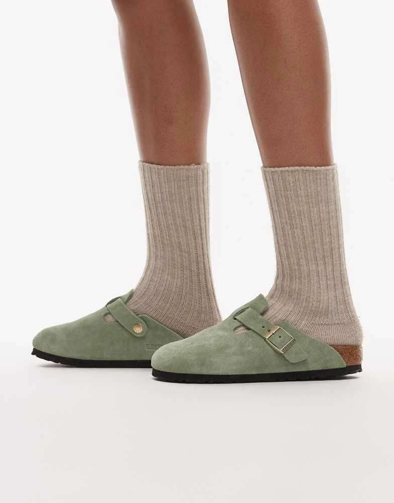 商品Birkenstock|Birkenstock Narrow Fit Boston clogs in green tea suede,价格¥1428,第3张图片详细描述