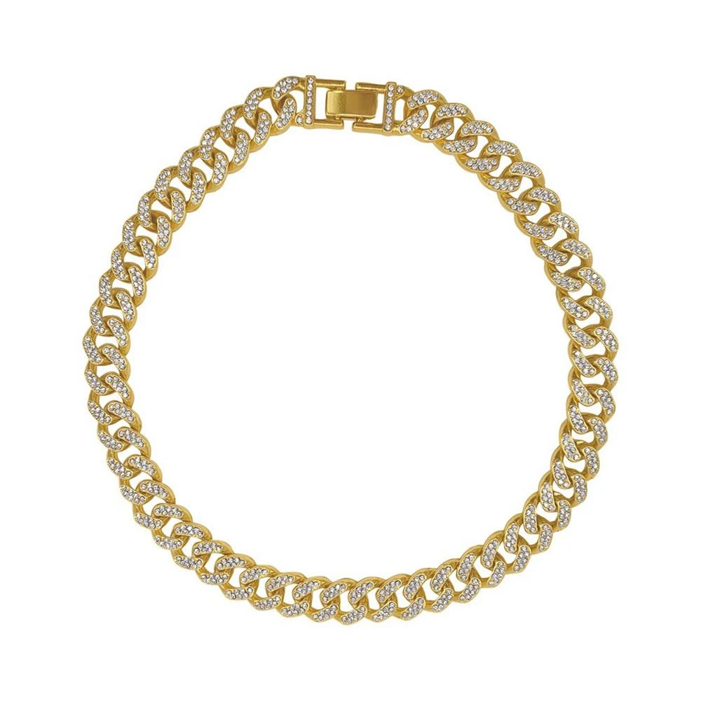 商品ADORNIA|Women's Gold-Tone Plated Crystal Thick Cuban Curb Chain Necklace,价格¥373,第1张图片