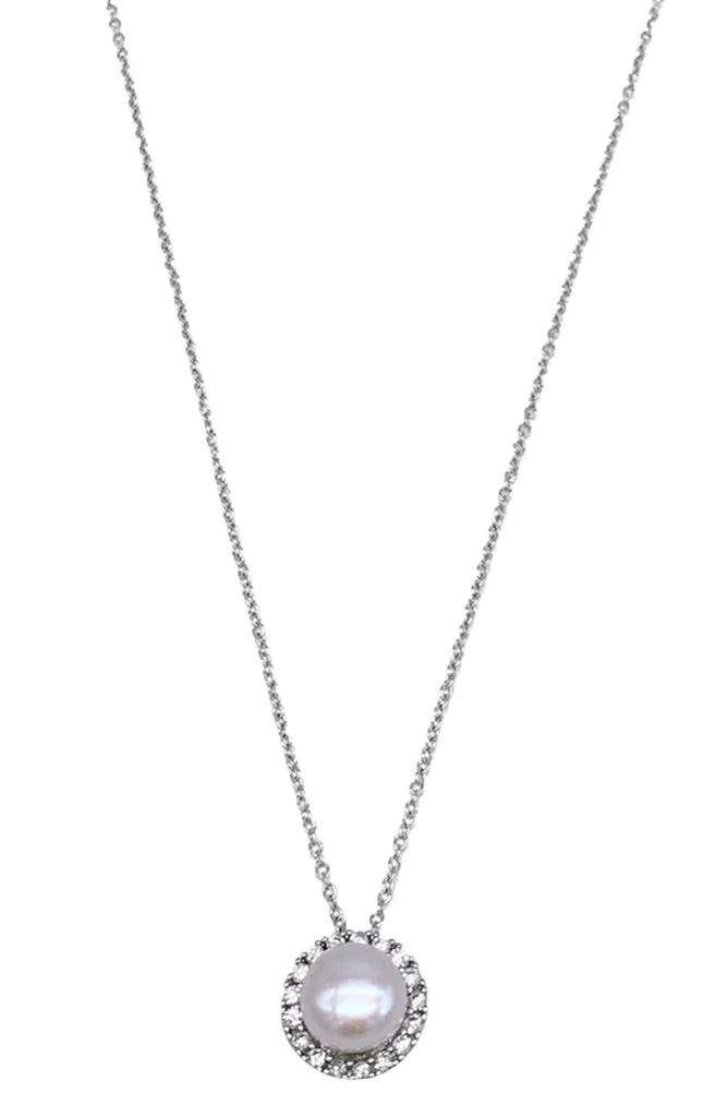 商品ADORNIA|Floating Freshwater Pearl & CZ Halo Necklace,价格¥167,第1张图片