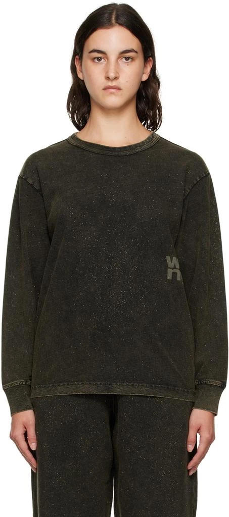 商品Alexander Wang|Khaki Glittered Long Sleeve T-Shirt,价格¥942,第1张图片