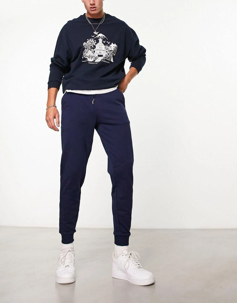 商品ASOS|ASOS DESIGN tapered joggers in navy,价格¥211,第4张图片详细描述