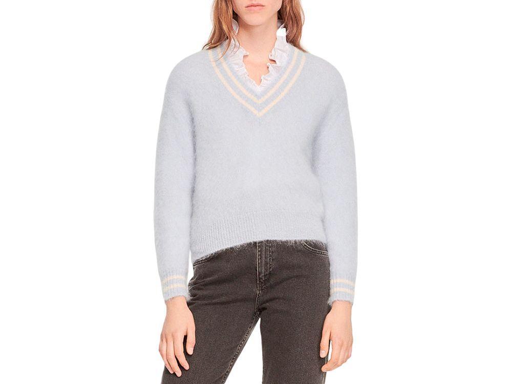 商品Sandro|Ecume V Neck Sweater,价格¥1836,第1张图片