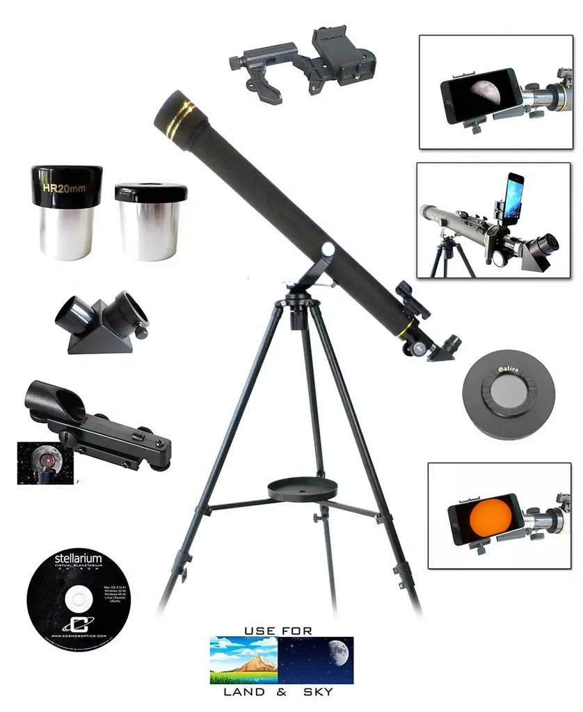 商品Galileo|700mm x 60mm Day and Night Telescope Kit Plus Smartphone Adapter and Solar Filter Cap,价格¥4059,第1张图片
