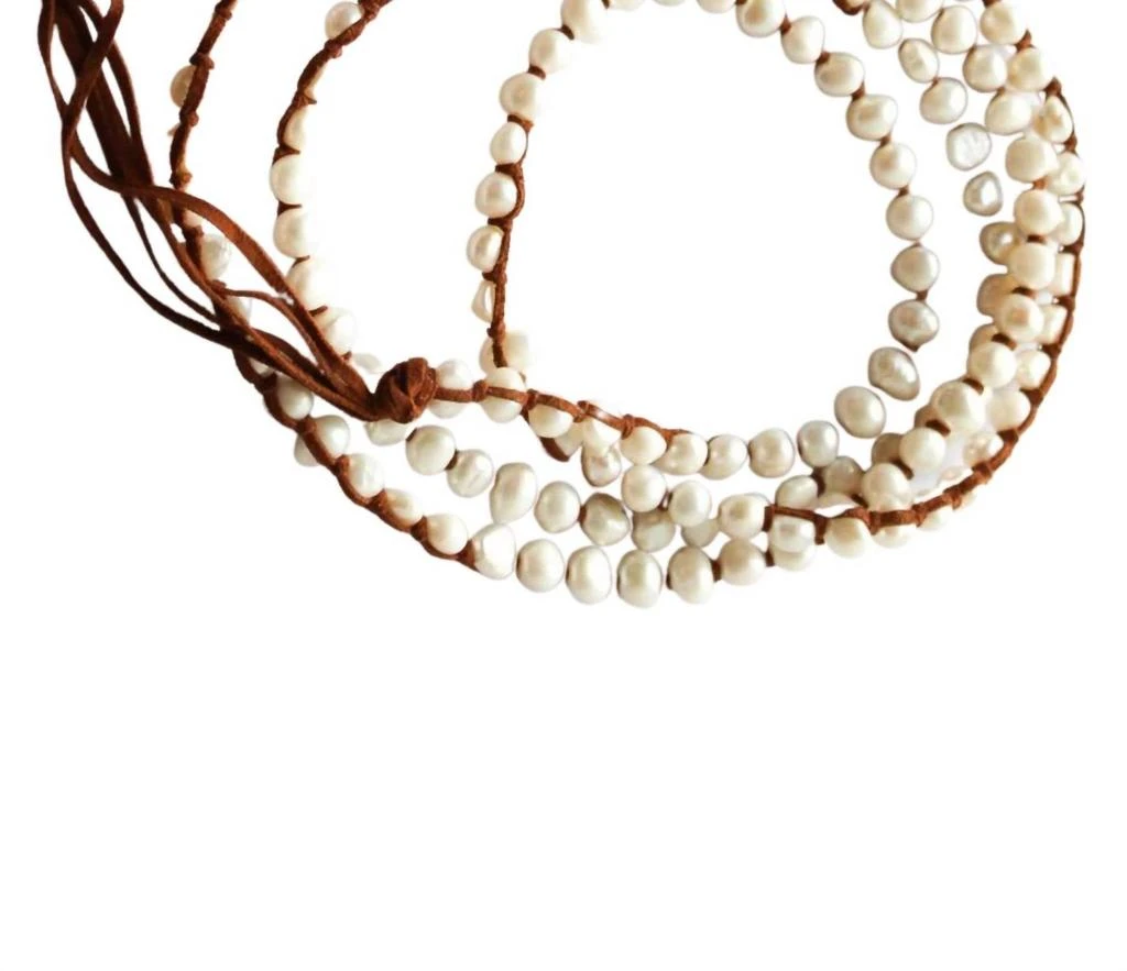 商品Tess & Tomy|Classic Boho Small Pearl Necklace (Extra-Long) in White,价格¥1551,第3张图片详细描述