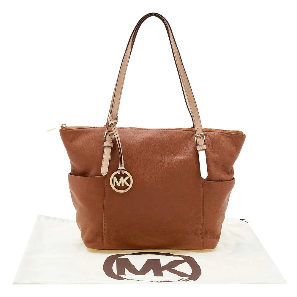 MICHAEL Michael Kors Brown/Beige Leather Jet Set Top Zip Tote 商品