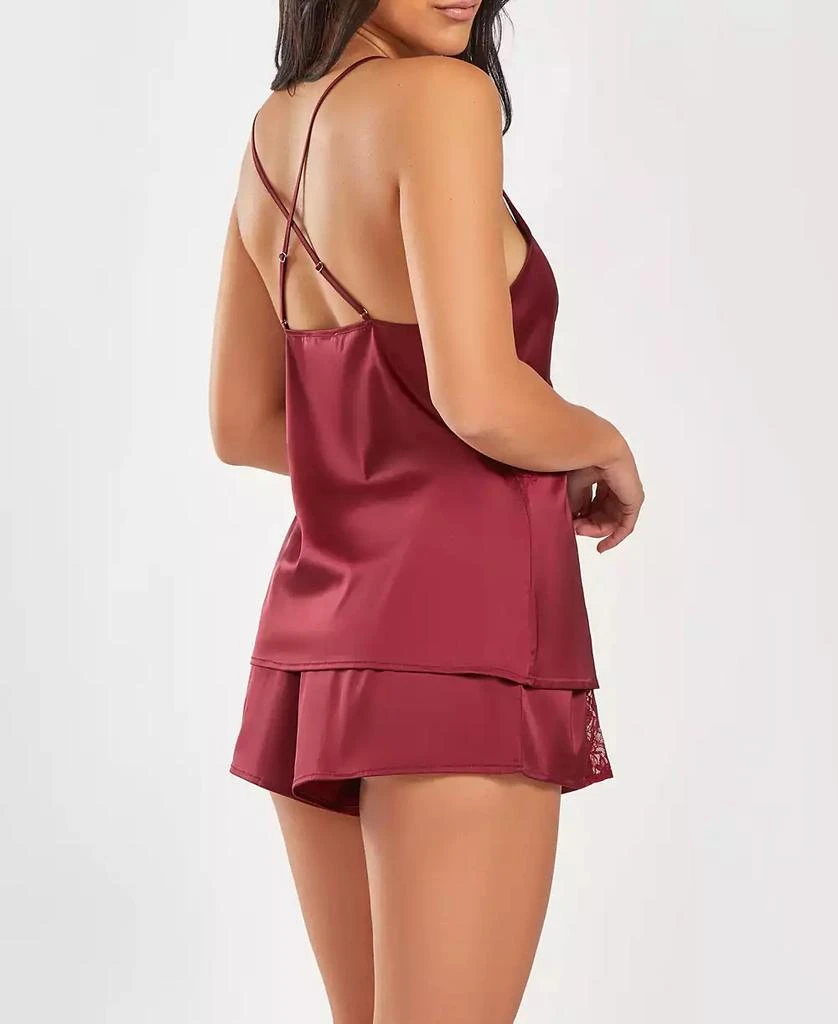 商品iCollection|Women's Silky 2 Piece Camisole and Shorts Pajama Set in Lace Trims,价格¥354,第2张图片详细描述