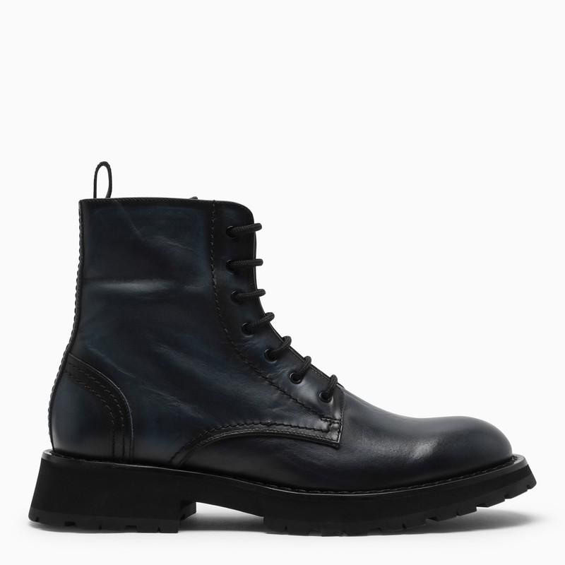 Anthracite high laced up shoes in leather商品第1张图片规格展示