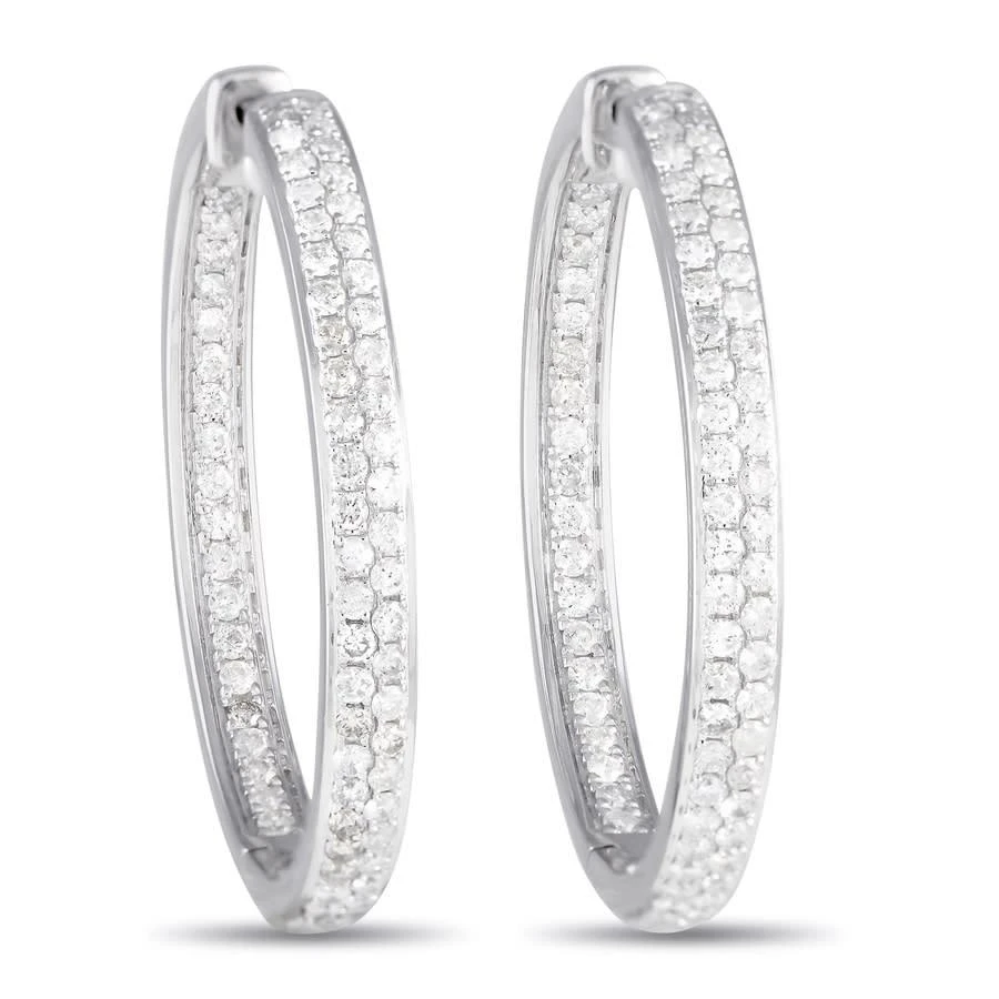商品LB Exclusive|14K White Gold 2.10ct Diamond Inside Out Hoop Earrings,价格¥16875,第1张图片