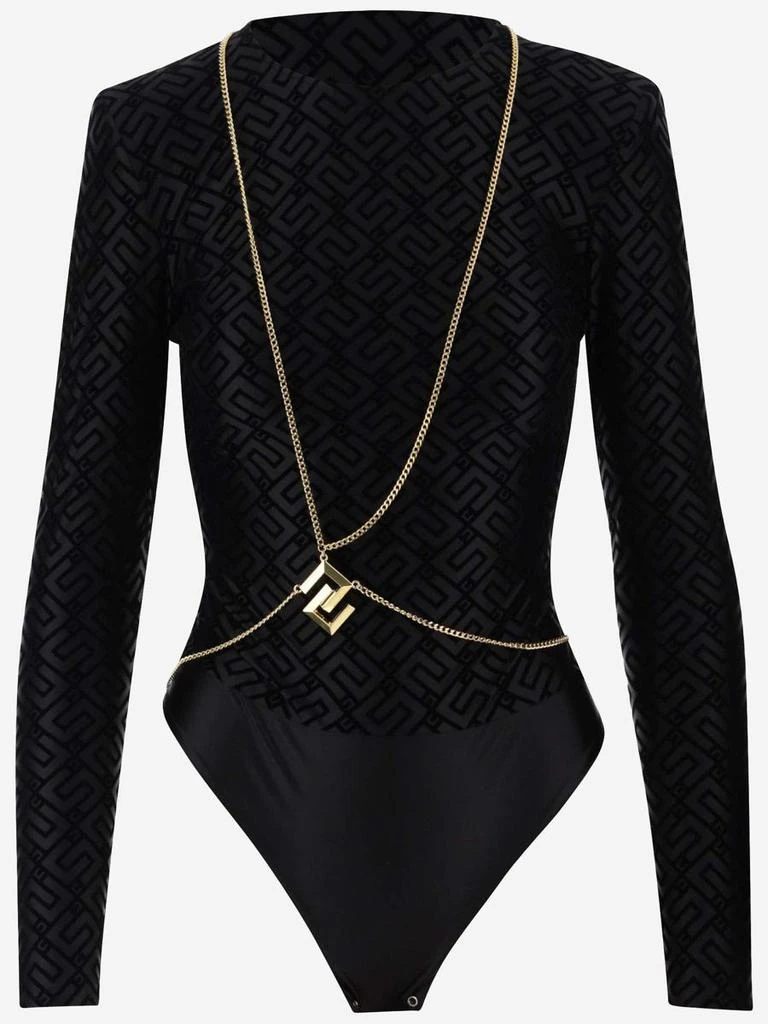 商品ELISABETTA FRANCHI|ELISABETTA FRANCHI STRETCH TULLE BODYSUIT WITH LOGO,价格¥2120,第1张图片