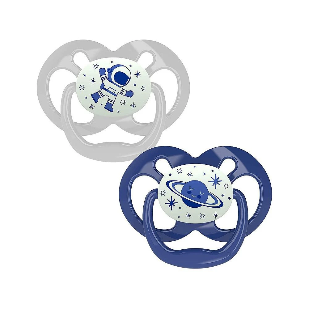 商品Dr. Browns|Advantage Symmetrical Pacifier, Blue, Glow-in-the-Dark, 2 Pack, 6-18m,价格¥112,第1张图片