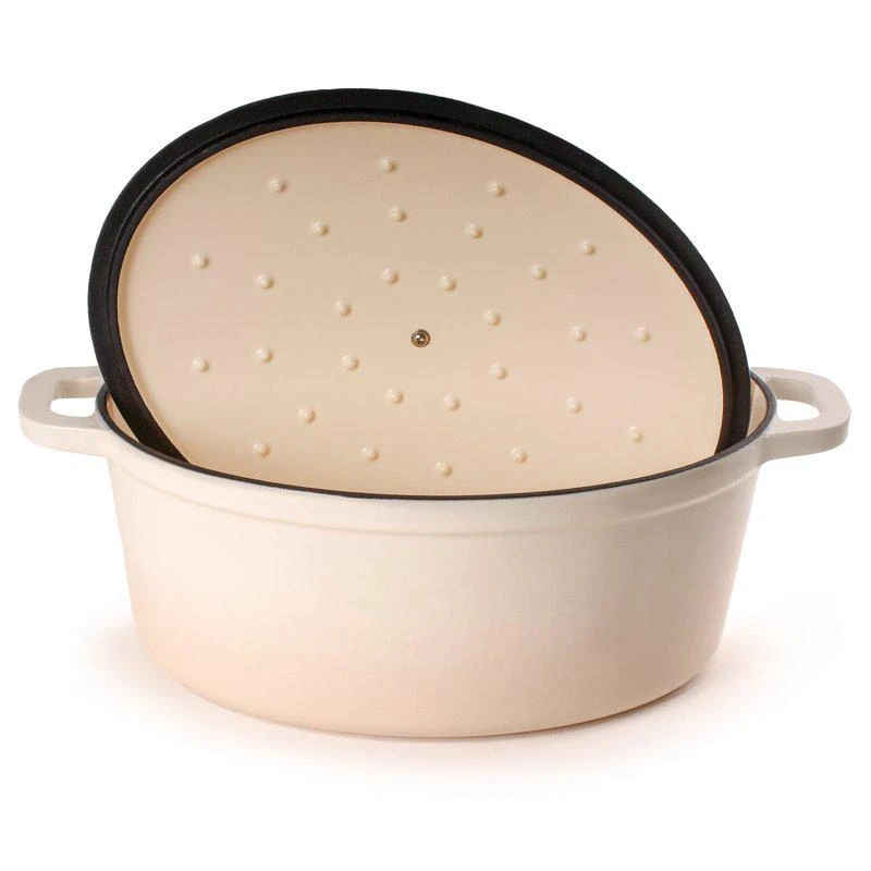 商品BergHOFF|Neo 8Qt  Cast Iron Oval Covered Dutch Oven Meringue,价格¥1346,第2张图片详细描述