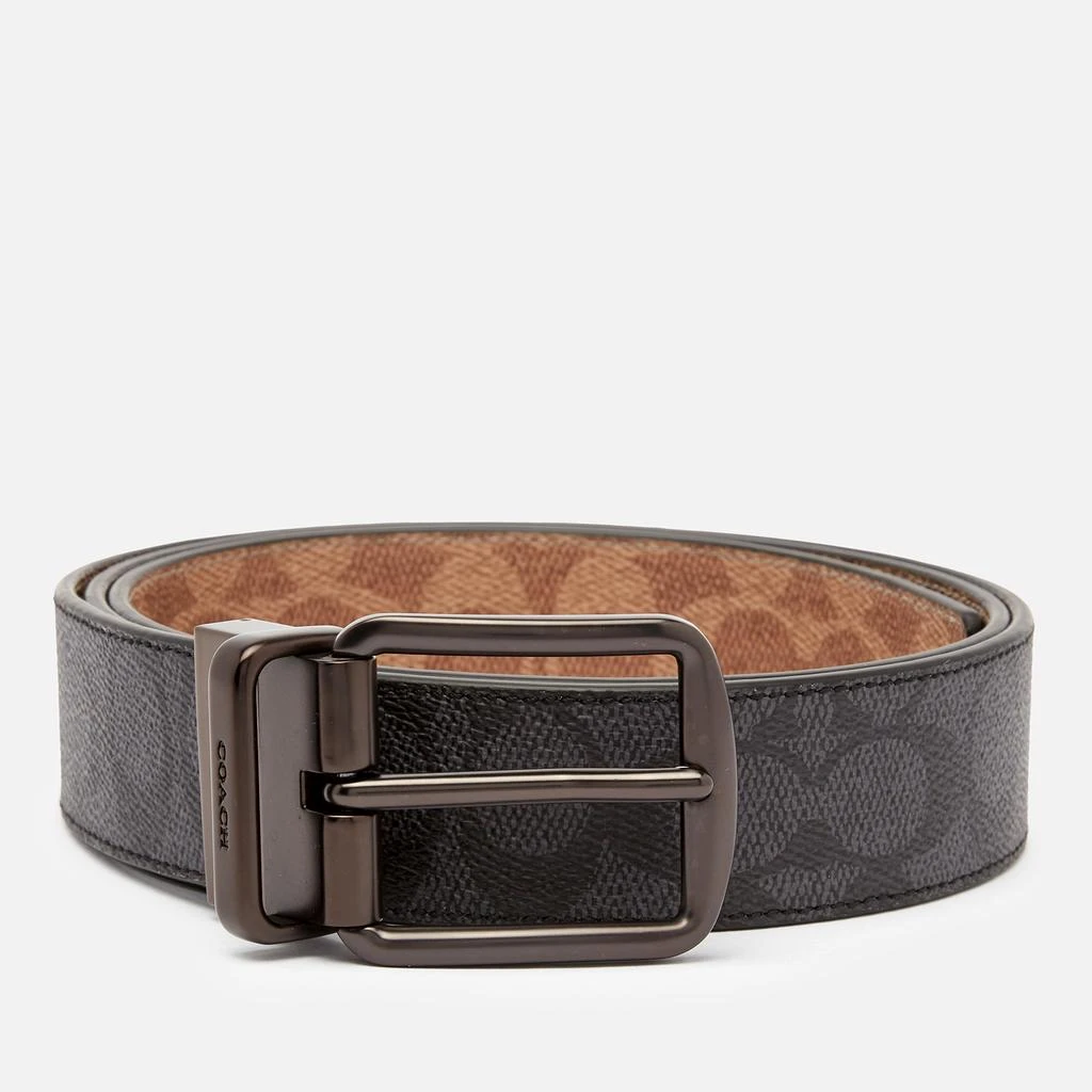 商品Coach|Coach Men's 38mm Cut-To-Size Harness Belt in Signature Canvas - Charcoal/Khaki,价格¥1379,第1张图片