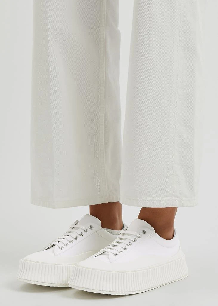 商品Jil Sander|White flatform canvas sneakers,价格¥1924,第5张图片详细描述