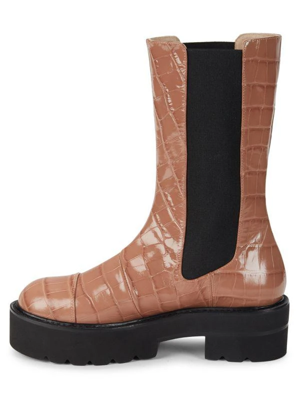 商品Stuart Weitzman|Presley Lug-Sole Croc-Embossed Leather Chelsea Boots,价格¥1287,第4张图片详细描述