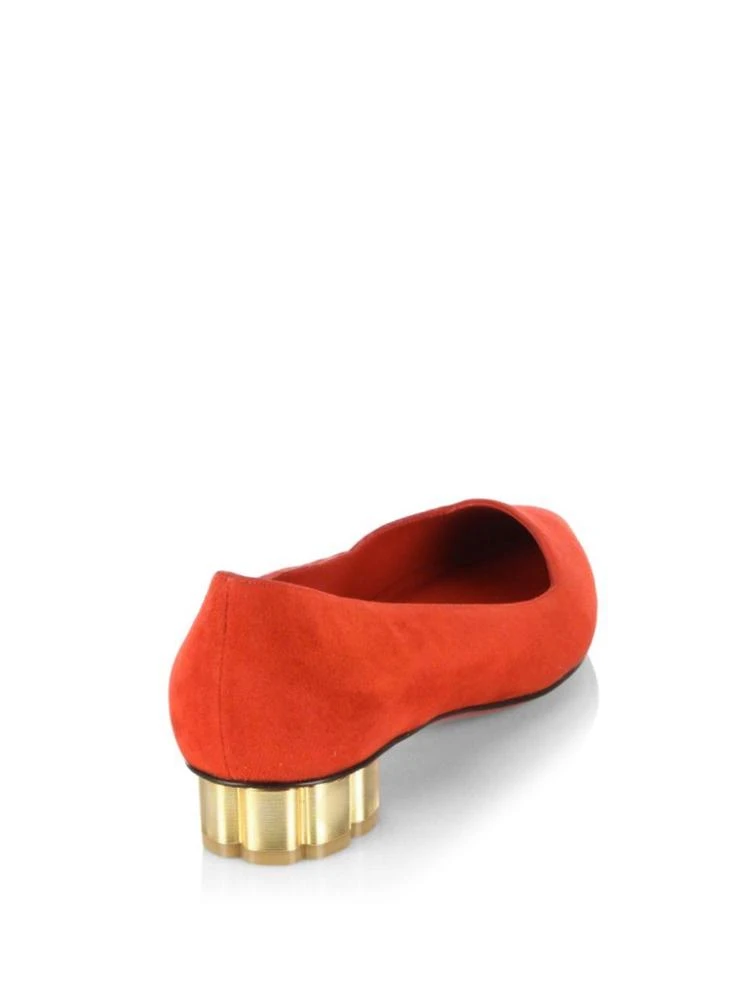 商品Salvatore Ferragamo|Bari Flower Heel Suede Flats,价格¥1784,第2张图片详细描述