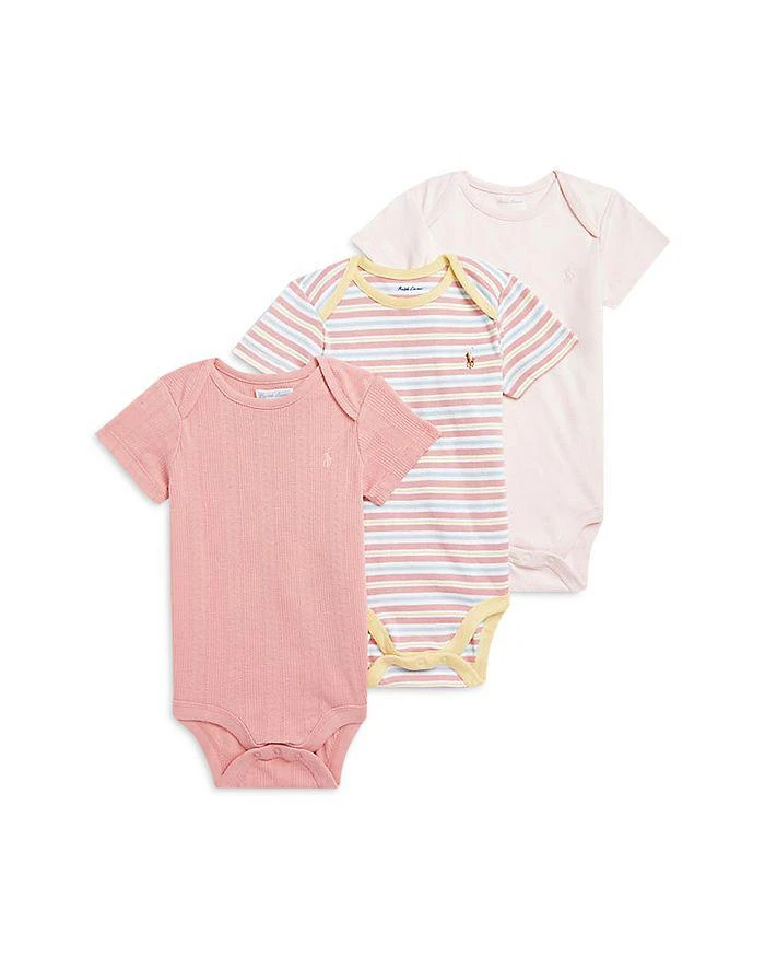 商品Ralph Lauren|Girls' Cotton Solid & Stripe Bodysuit, 3 Pack - Baby,价格¥205,第1张图片