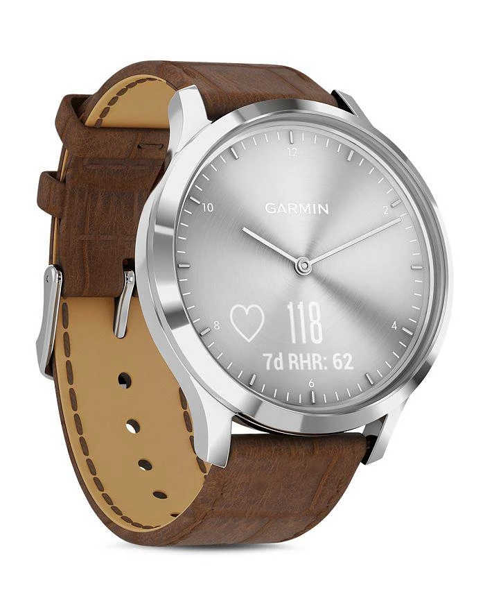 商品Garmin|Vivomove HR Brown Alligator-Embossed Leather Strap Touchscreen Hybrid Smartwatch, 43mm,价格¥2630,第3张图片详细描述