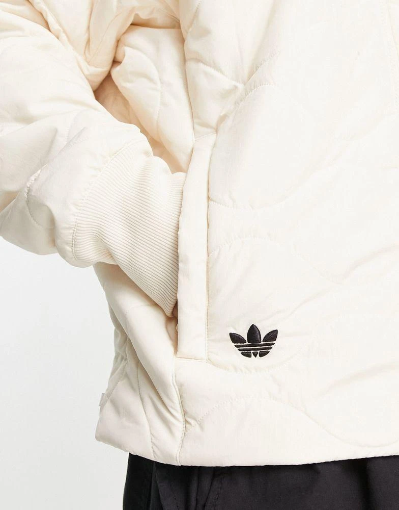 商品Adidas|adidas Originals Neuclassics 3 stripe quilted jacket in white,价格¥633,第3张图片详细描述