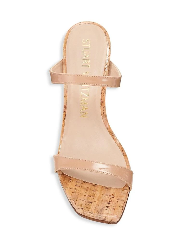 商品Stuart Weitzman|Aleena Patent Leather & Cork Wedge Mules,价格¥2941,第5张图片详细描述