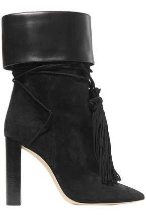 商品Yves Saint Laurent|Tanger leather-trimmed tasseled suede ankle boots,价格¥7883,第1张图片