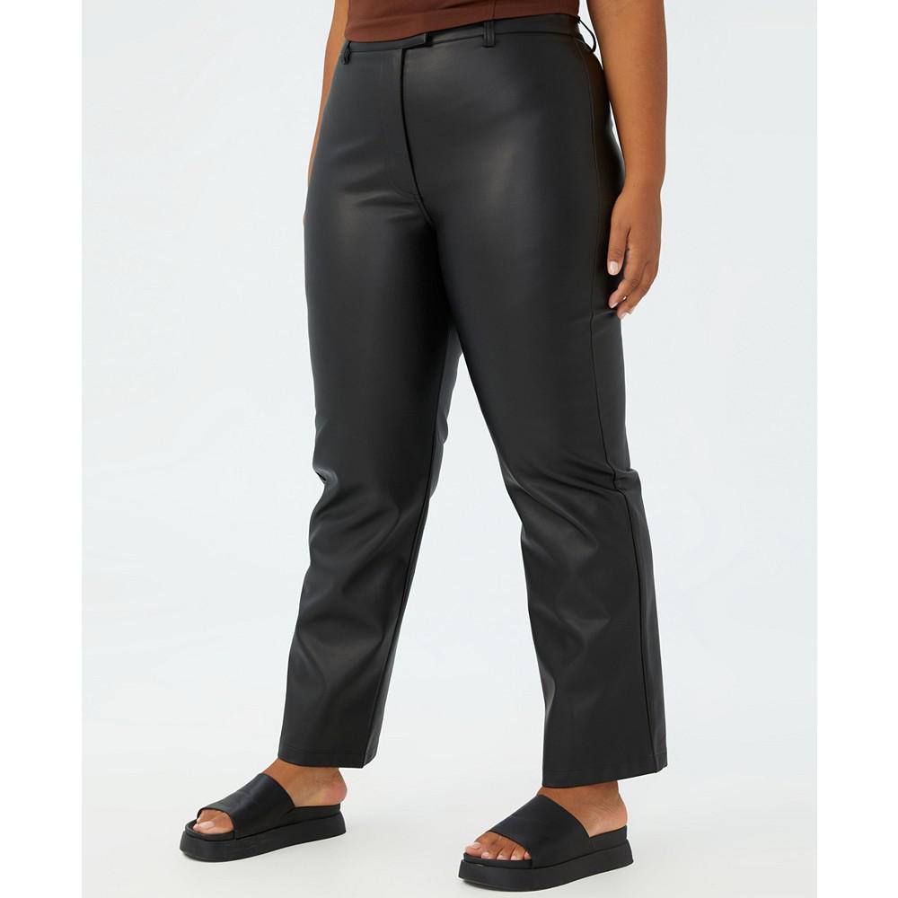 Trendy Plus Size Arlow Straight Leather Pants商品第1张图片规格展示
