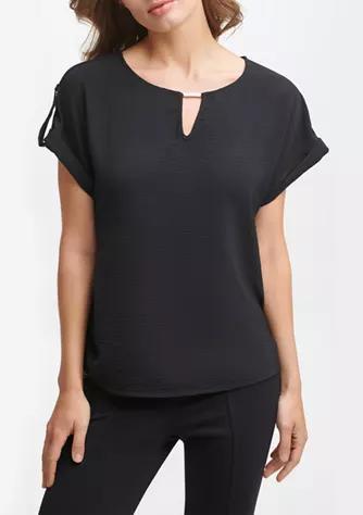 商品Calvin Klein|Women's Dolman Sleeve Keyhole Top,价格¥224,第3张图片详细描述