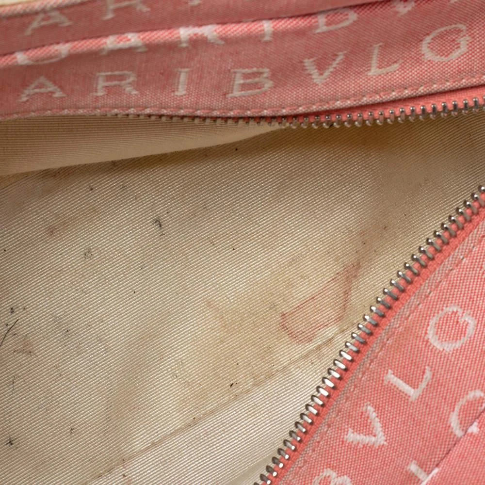 Bvlgari Pink/White Logo Mania Canvas and Leather Baguette Bag 商品