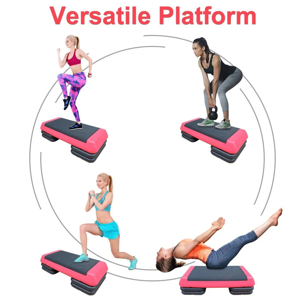商品Streamdale Furniture|Streamdale Adjustable Workout Aerobic Stepper in Fitness & Exercise Step Platform Trainer Red Black with 2 Risers,价格¥760,第3张图片详细描述