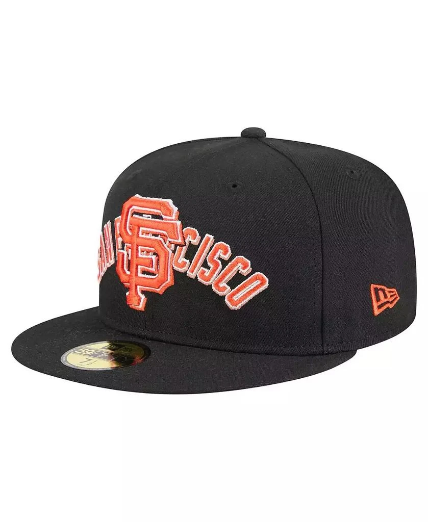 商品New Era|Men's Black San Francisco Giants Overlap 59FIFTY Fitted Hat,价格¥333,第1张图片