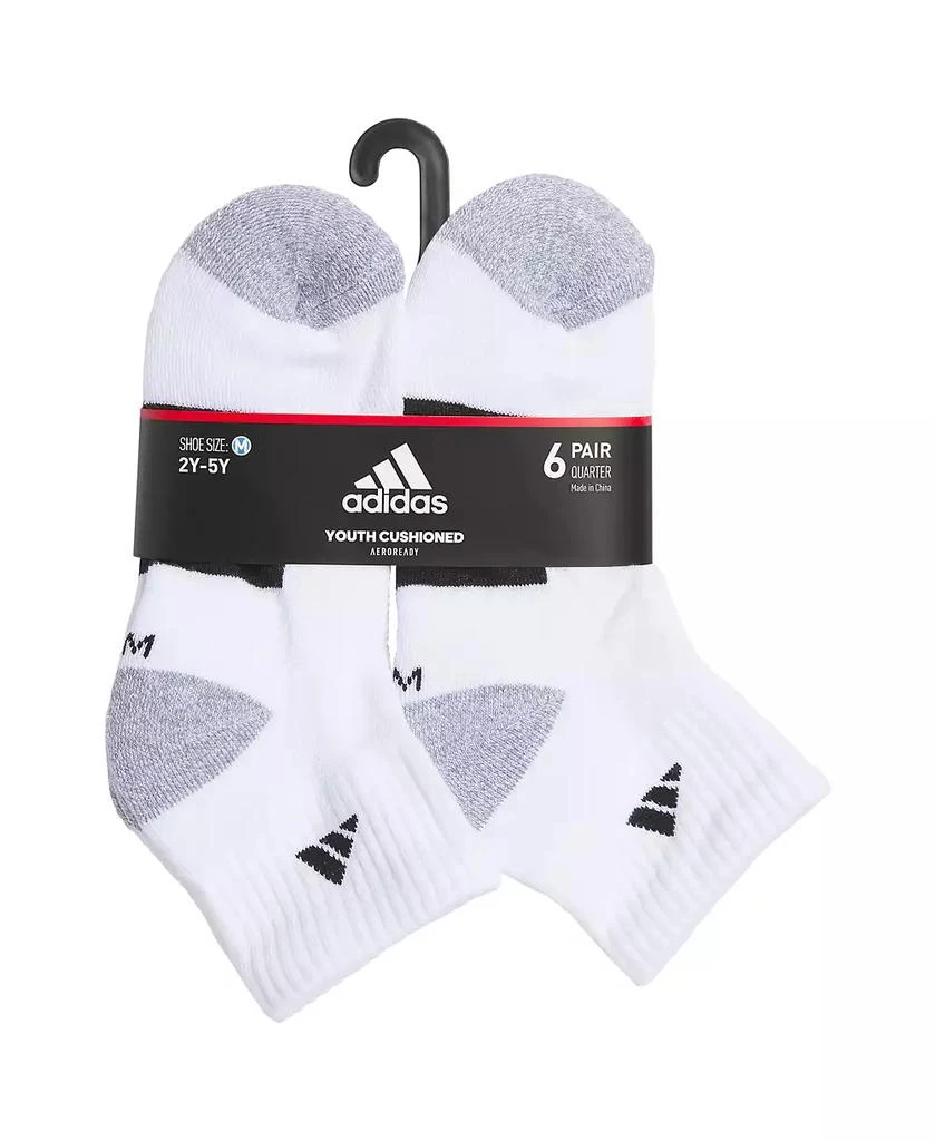 商品Adidas|Boys Youth Athletic Cushioned Quarter Socks, Pack of 6,价格¥103,第2张图片详细描述