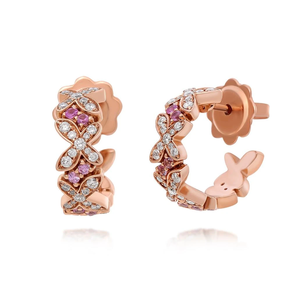 商品Mimi Milano|Mimi Milano Freevola 18K Rose Gold, 0.35ct. tw. Diamond and Pink Sapphire Huggie Earrings OXM249R8Z2B,价格¥18731,第3张图片详细描述