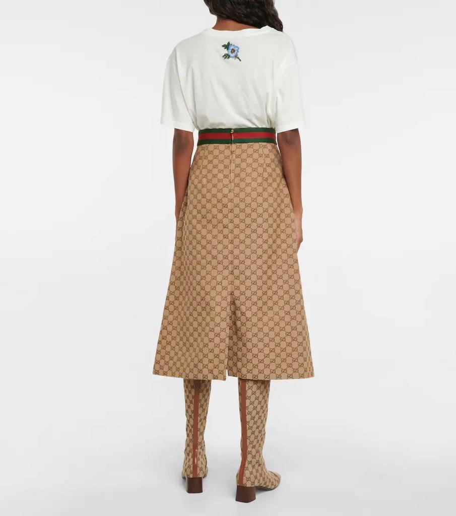 商品Gucci|Horsebit GG帆布中长半身裙,价格¥18074,第5张图片详细描述
