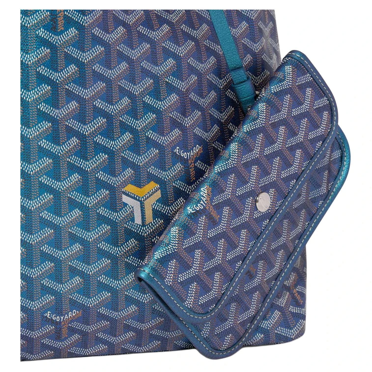 商品[国内直发] Goyard|戈雅 Bohème Hobo Y字老花满印拉链开合 帆布拼小牛皮 HOBO包手提单肩包 女款 珍珠蓝,价格¥33542,第4张图片详细描述