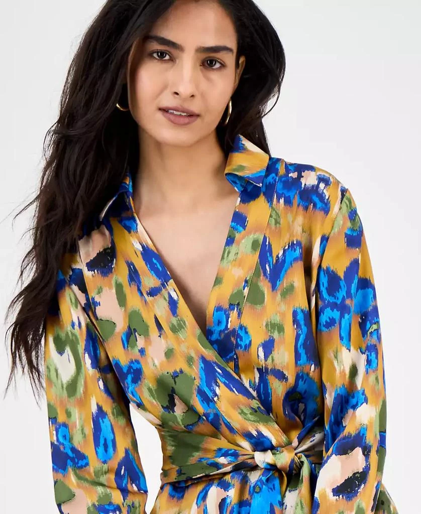 商品Tahari|Women's Printed V-Neck Tie-Waist Midi Dress,价格¥582,第4张图片详细描述