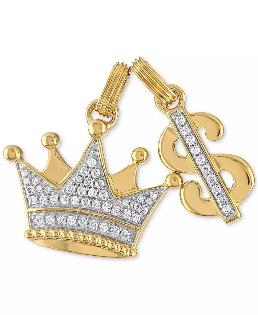 商品Esquire Men's Jewelry|2-Pc. Set Cubic Zirconia Crown and Dollar Sign Pendants in 14k Gold-Plated Sterling Silver, Created for Macy's,价格¥1123,第2张图片详细描述