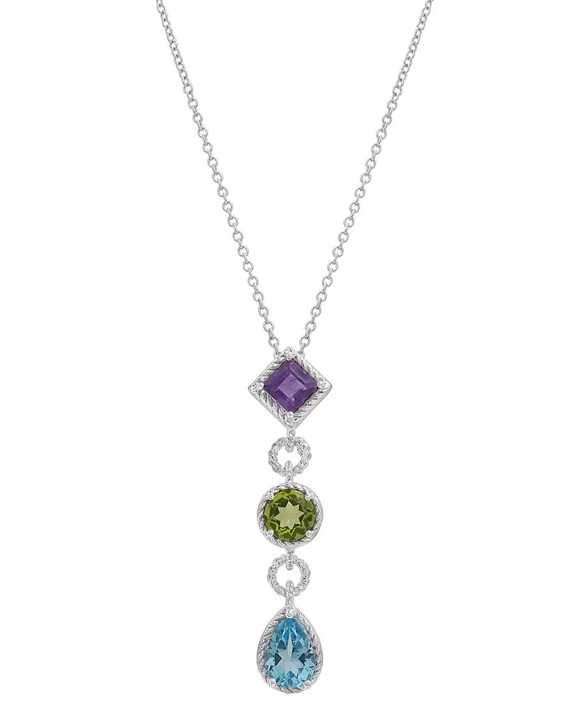 商品Macy's|Multi-Gemstone (1 ct. t.w.) 18" Lariat Necklace in Sterling Silver,价格¥328,第1张图片