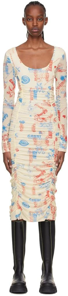 商品Ganni|Off-White Recycled Nylon Midi Dress,价格¥924,第1张图片