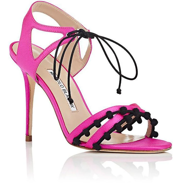 商品Manolo Blahnik|Esparra Satin Ankle-Tie Sandals,价格¥4142,第2张图片详细描述